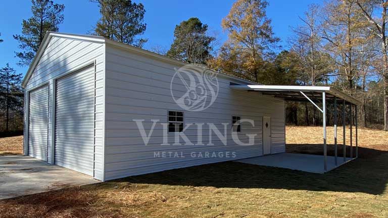 30’X41’X12′ Vertical Metal Garage With Lean To