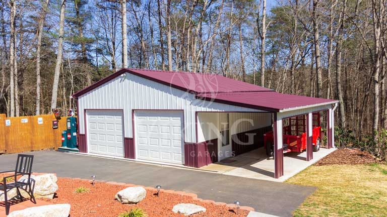 26x30x11 Metal Garage with Lean To