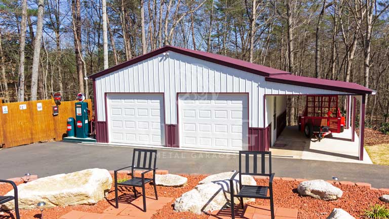 26x30x11 Metal Garage with Lean To | 26'x30' Lean To Steel Garage