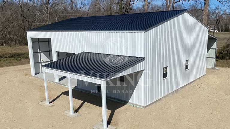 40’x40’x14′ Commercial Garage with Lean-to