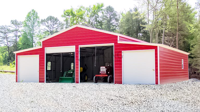 44'x36'x12' Metal Garage with Lean-to