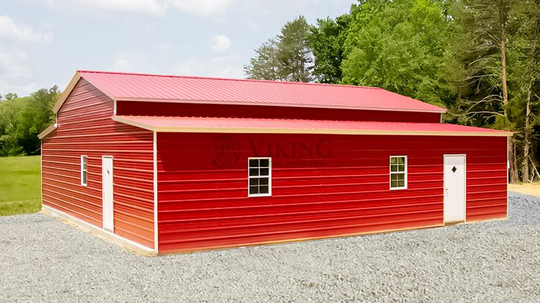 44’x36’x12′ Metal Garage with Lean-to