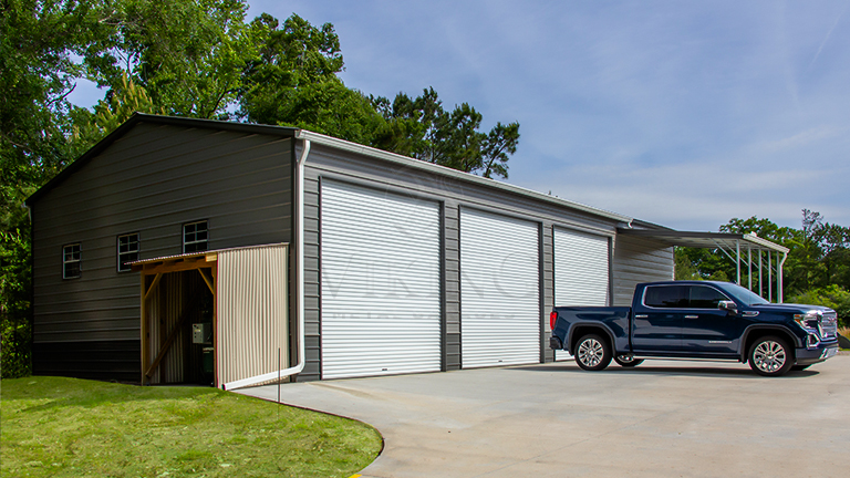 30’X55’X12′ Metal Garage with Lean To
