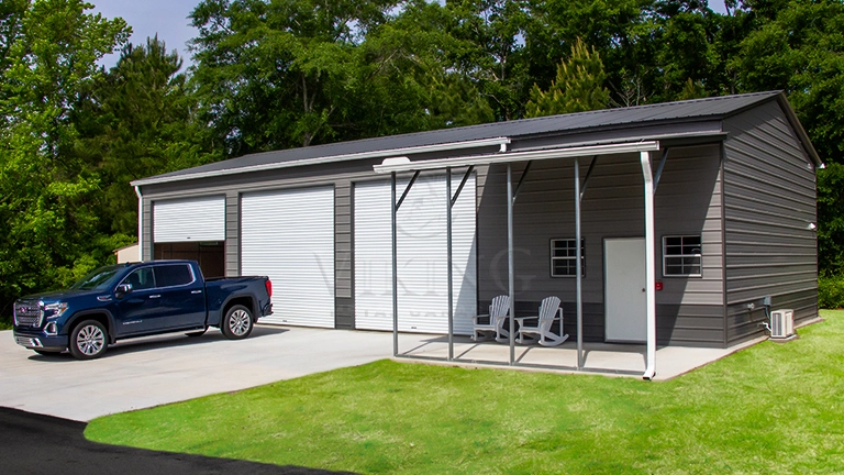 30’X55’X12′ Metal Garage with Lean To