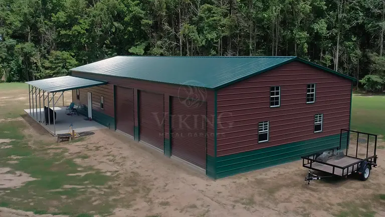 30’X71’X12′ Steel Garage With Lean To