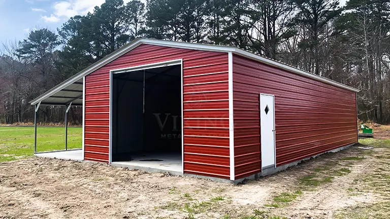20x50x10 Steel Garage with Lean-to