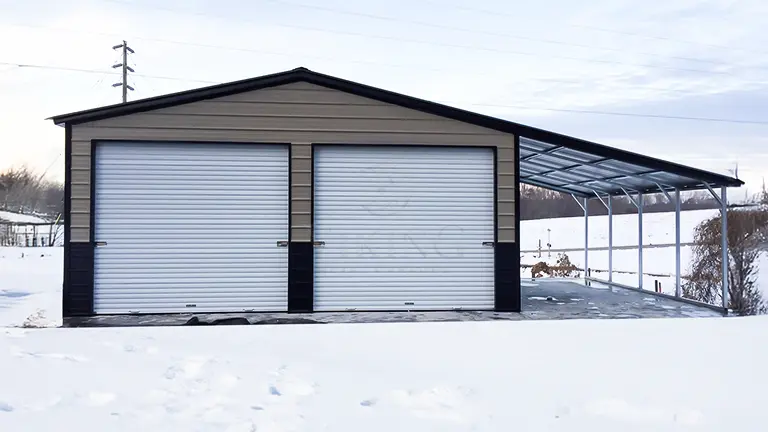 24x20x10 Steel Garage with Lean-to