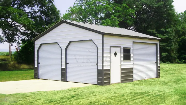 24x26 Enclosed Vertical Roof Steel Garage
