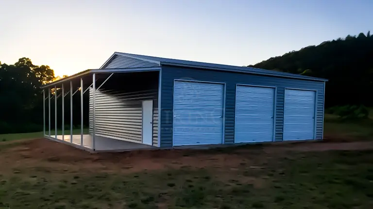 30x40x12 Metal Garage with Lean-to